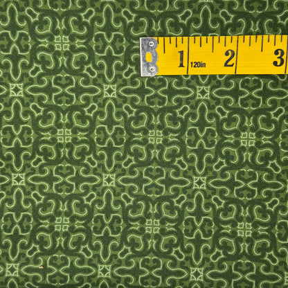 Green Block Print Cotton: 2 yds