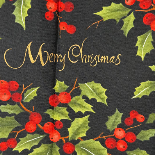 Christmas Holly Cotton: 1 yd