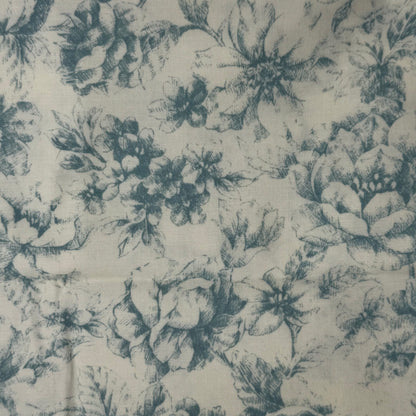 Cream With Blue Floral Cotton: 1 yd