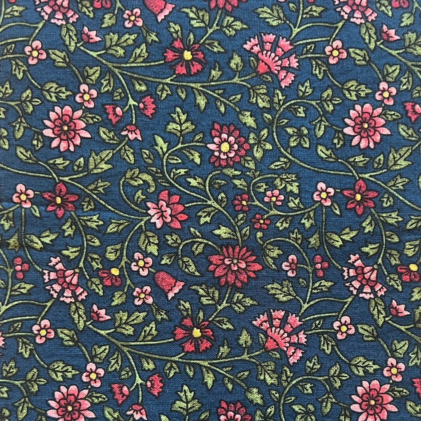 Blue & Pink Fancy Floral Cotton: 1.5 yds
