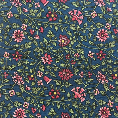 Blue & Pink Fancy Floral Cotton: 1.5 yds