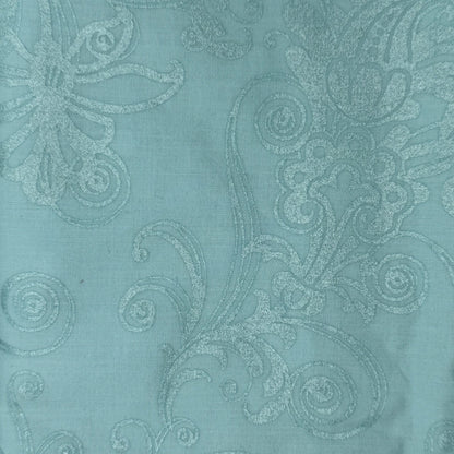 Light Blue Metallic Floral Cotton: 1.5 yds