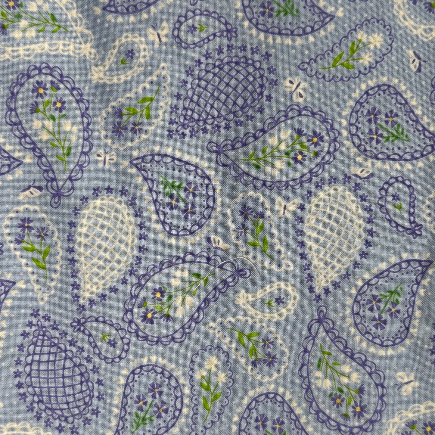 Periwinkle Floral & Paisley Cotton: 2 yds