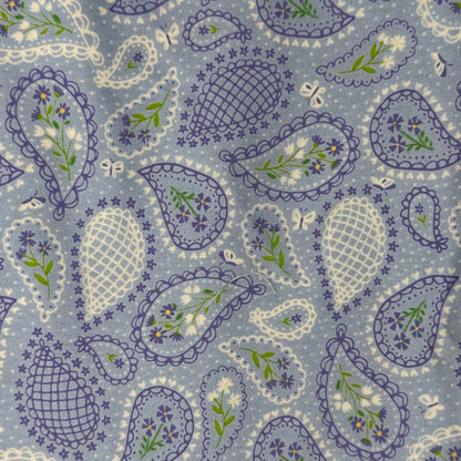 Periwinkle Floral & Paisley Cotton: 2 yds