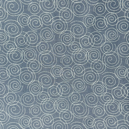 Slate Blue With Light Blue Swirls Cotton: 2 yds