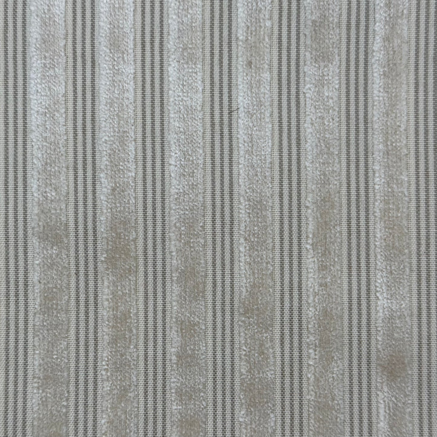 Cream Chenille/Tan Woven Stripe Home Decor Cotton: 1.5 yds