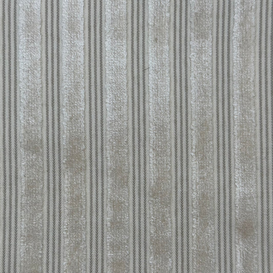 Cream Chenille/Tan Woven Stripe Home Decor Cotton: 1.5 yds
