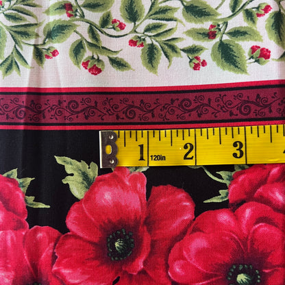 Red Floral Stripe Cotton Blend: 1.5 yds