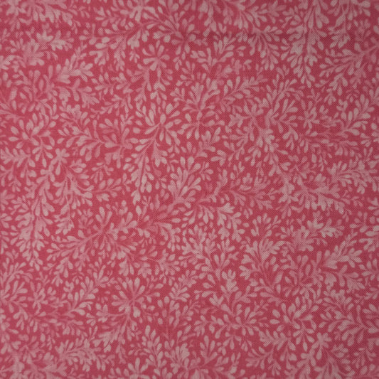 Pink With White Leaves Cotton: 1.5 yds