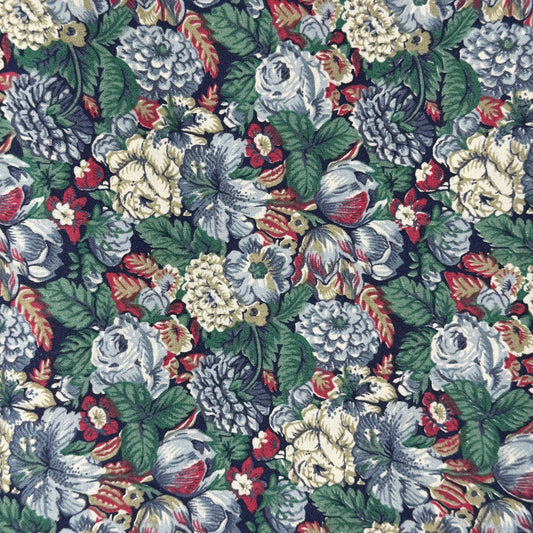 Blue, Green & Red Floral Cotton: 2 yds