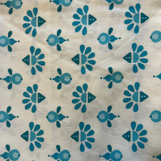 Light Blue Geometric Cotton Blend: 1 yd