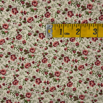 Pink & Red Floral Cotton Blend: 2.75 yds