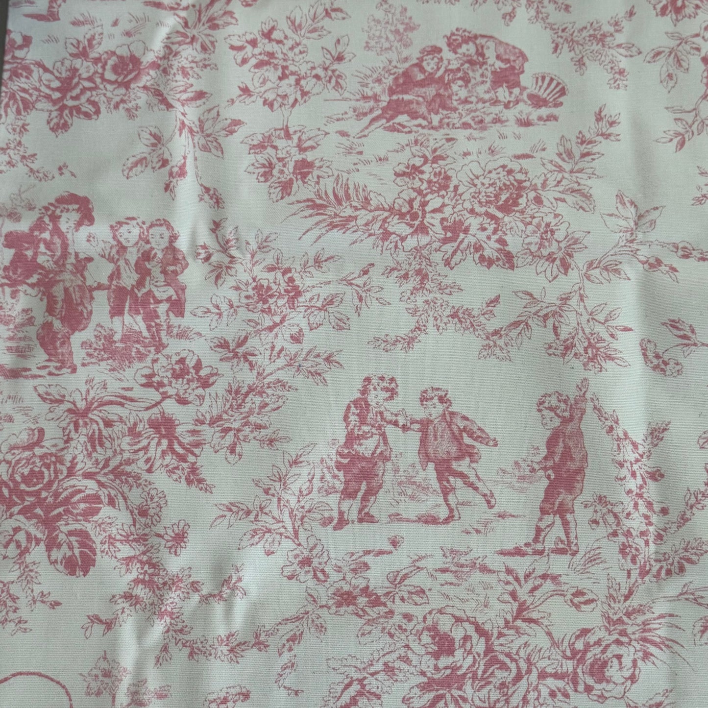 Pink Victorian Floral Scene Cotton Canvas Blend: 1.5 yds