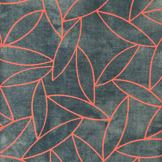 Mottled Green With Orange Leaves Cotton: 2 yds