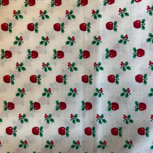 Holly Berries & Apples Cotton: 1 yd