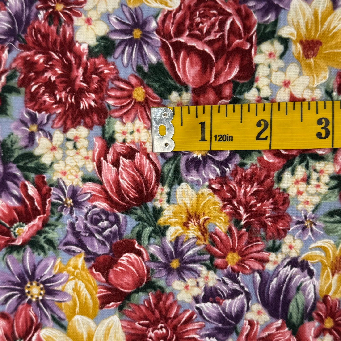 Pink, Yellow & Purple Floral Brushed Cotton Blend: 2 yds