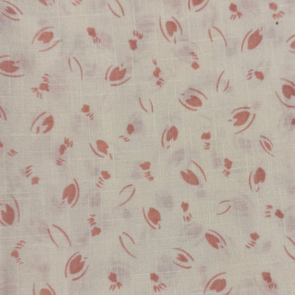Cream & Pink Abstract Lightweight Cotton Blend Shirting: 1 yd