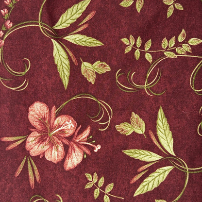 Maroon Floral Cotton Blend: 2.5 yds