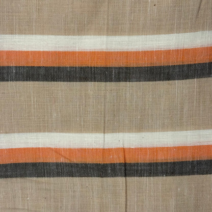 Peach/Tan/Black/Soft White Striped Crossweave Cotton Shirting: 2 yds