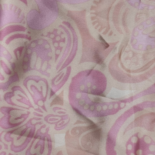 Muted Peach/Pink Floral Print Shiny Crepe Poly: 2 yds