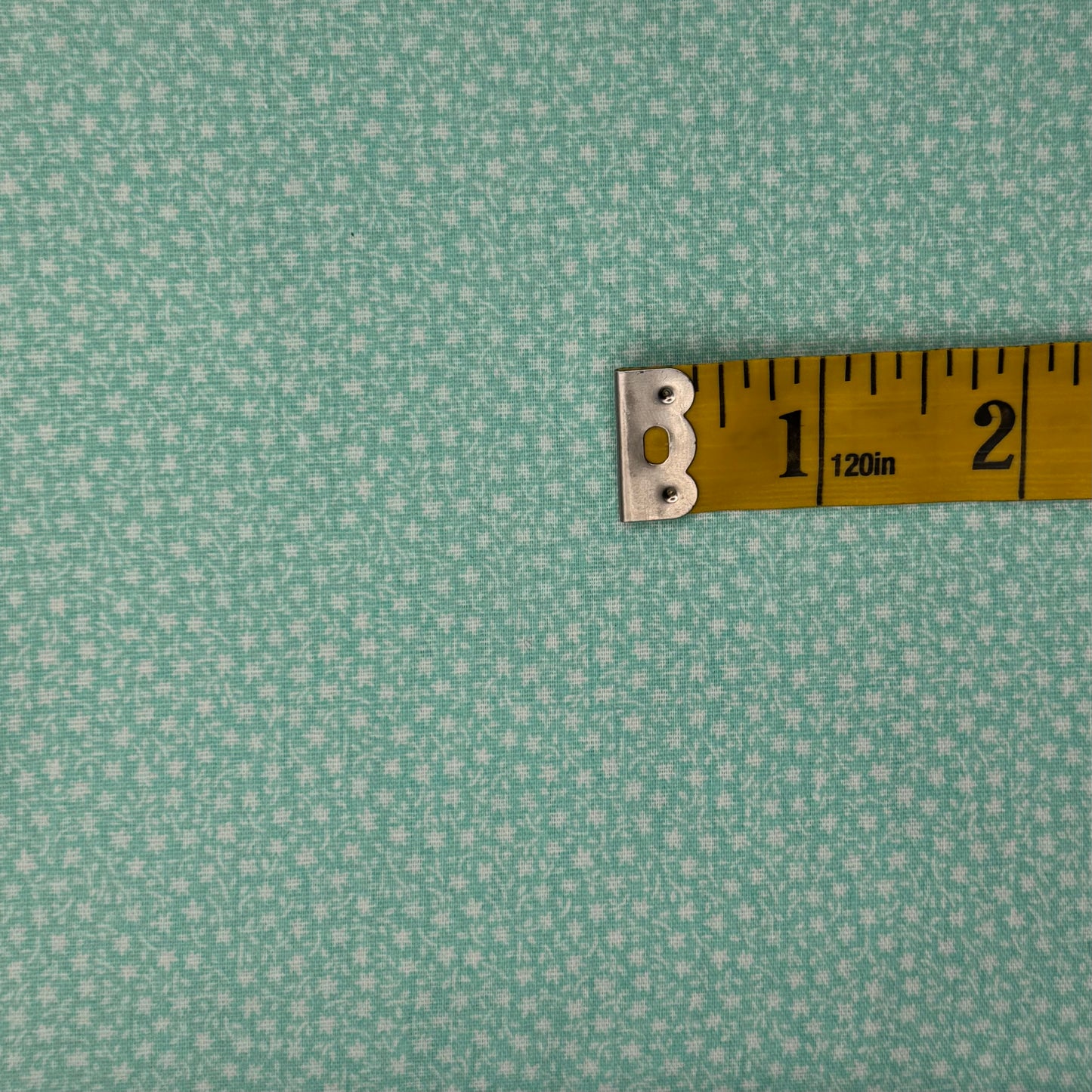 Mint With White Mini Abstract Floral Cotton Blend: 1.5 yds