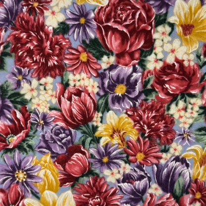 Pink, Yellow & Purple Floral Brushed Cotton Blend: 2 yds