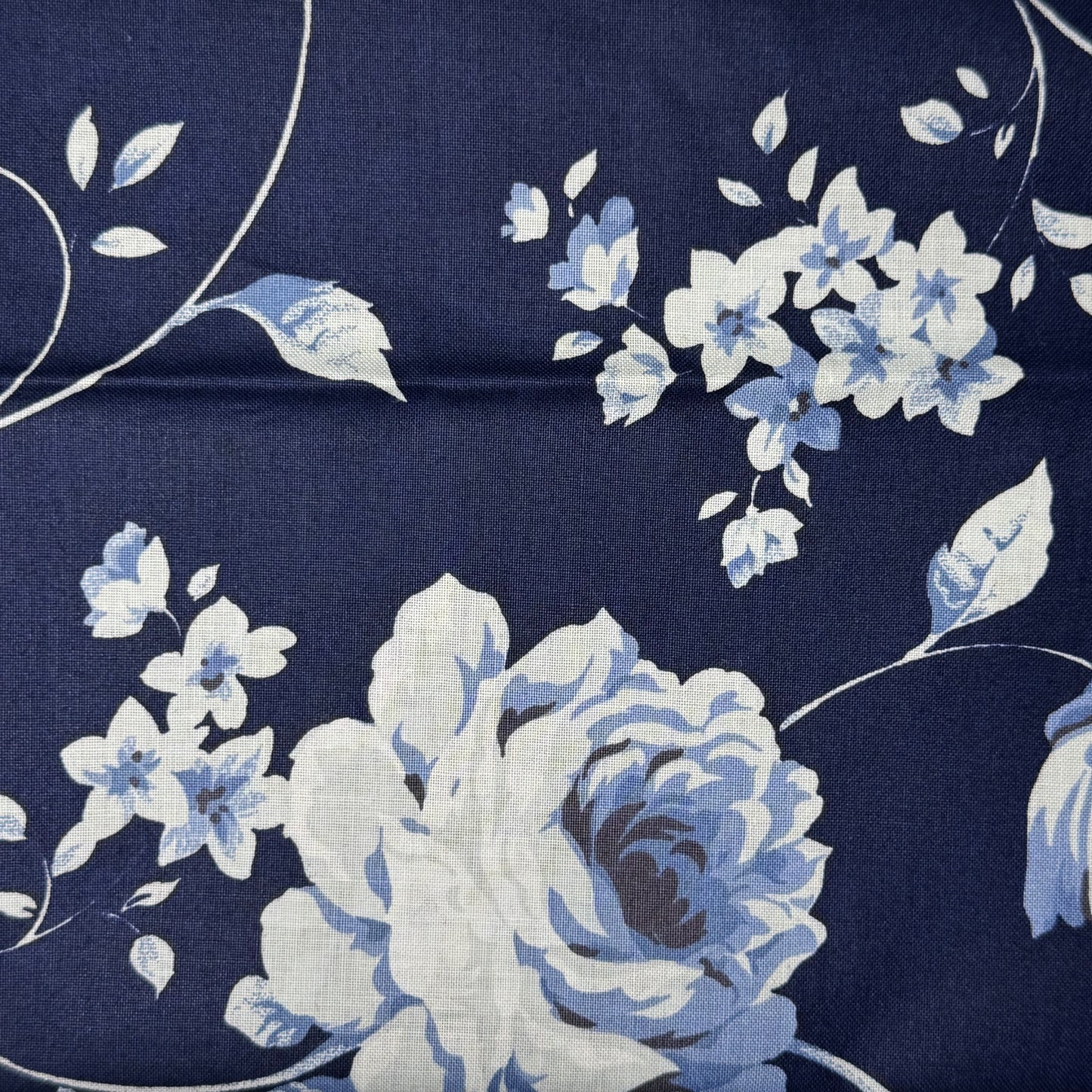Dark Blue With Light Blue Floral Cotton Blend: 1.5 yds