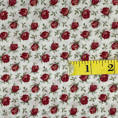 Red Floral Cotton: 3 yds