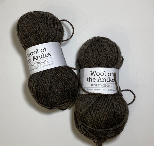 Wool of the Andes Sport Weight Yarn in Bramble Heather: 2 Skeins