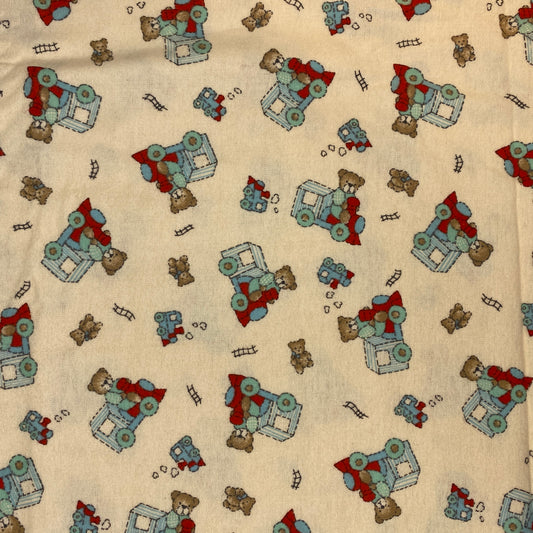 Teddy Bears and Trains Flannel: 2 yds