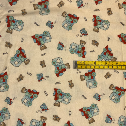 Teddy Bears and Trains Flannel: 2 yds