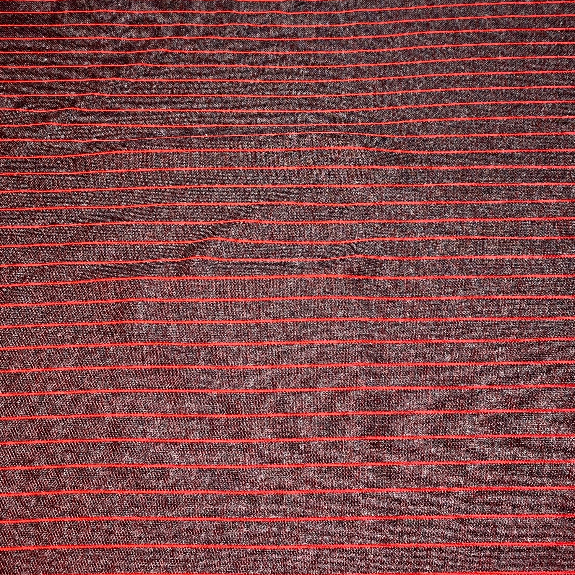 Brown With Red Stripes Poly Knit: 2 yds