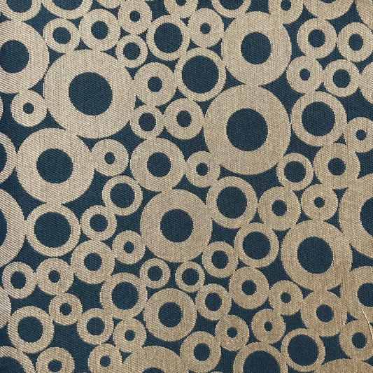 Blue and Tan Circle Upholstery: 1 yd