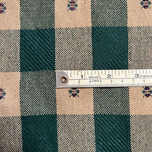 Green and Tan Check Upholstery: 3 yds