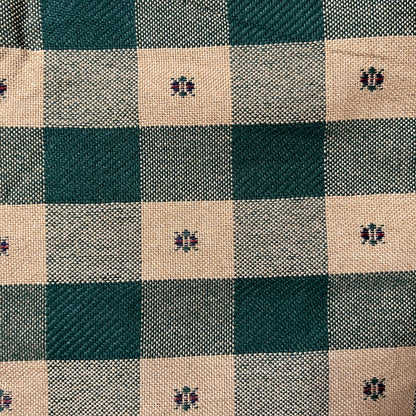 Green and Tan Check Upholstery: 3 yds